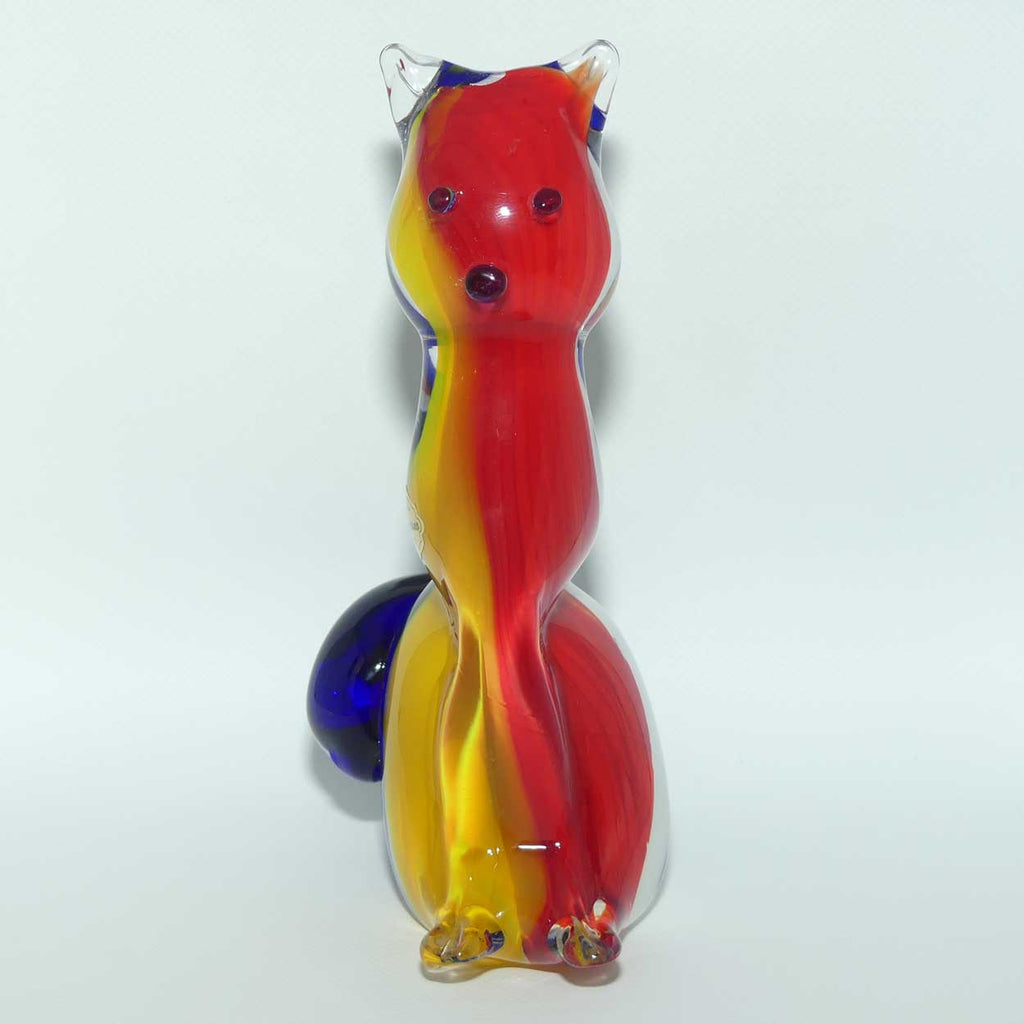 Large Murano Glass Tricolour Cat figure | Signed to base