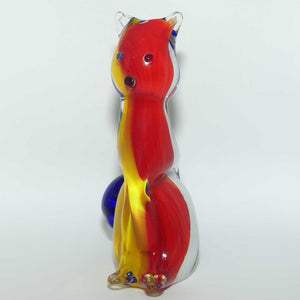 Large Murano Glass Tricolour Cat figure | Signed to base