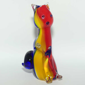 Large Murano Glass Tricolour Cat figure | Signed to base