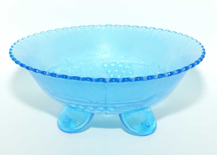 Vintage Fenton Carnival Glass | Stretch Celeste Blue Grape and Cable bowl | blemish