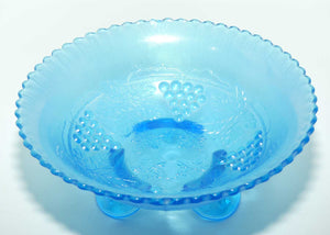 Vintage Fenton Carnival Glass | Stretch Celeste Blue Grape and Cable bowl | blemish