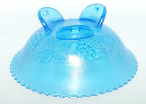 Vintage Fenton Carnival Glass | Stretch Celeste Blue Grape and Cable bowl | blemish