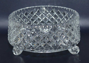 Nice quality tri footed Diamond Cut Crystal bowl | flat side