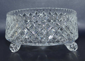 Nice quality tri footed Diamond Cut Crystal bowl | flat side