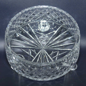 Nice quality tri footed Diamond Cut Crystal bowl | flat side