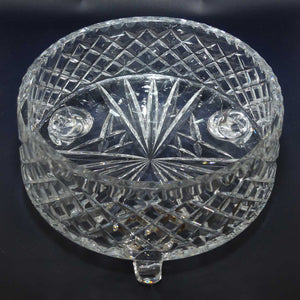 Nice quality tri footed Diamond Cut Crystal bowl | flat side