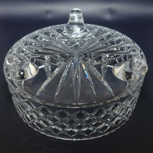 Nice quality tri footed Diamond Cut Crystal bowl | flat side