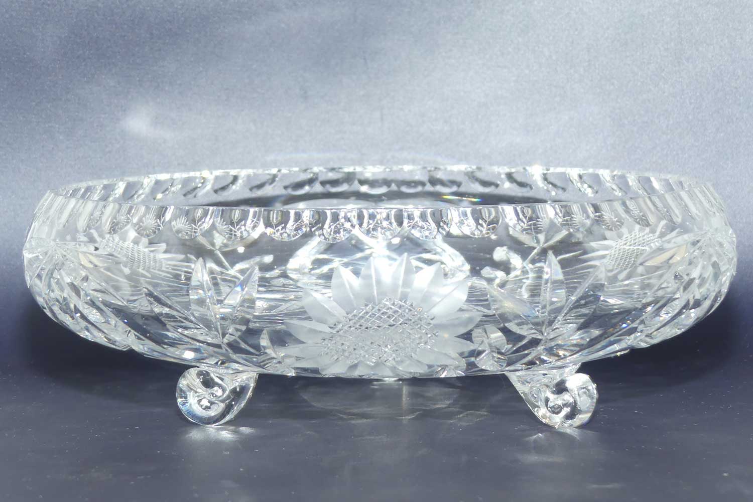 Tri footed Floral design Crystal float bowl