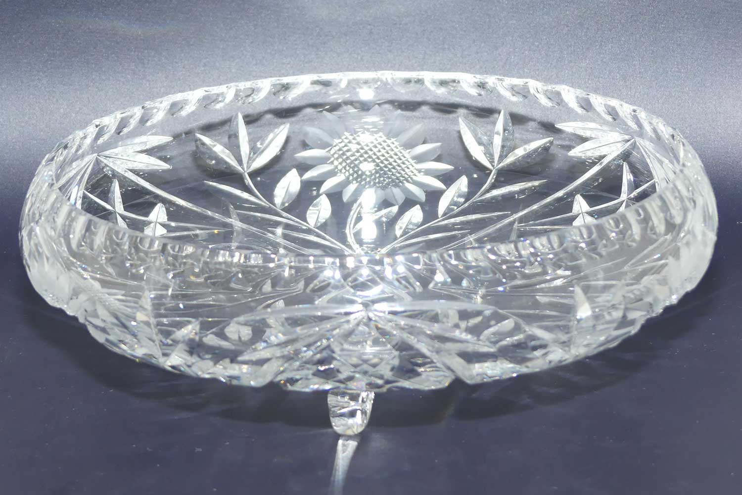 Tri footed Floral design Crystal float bowl