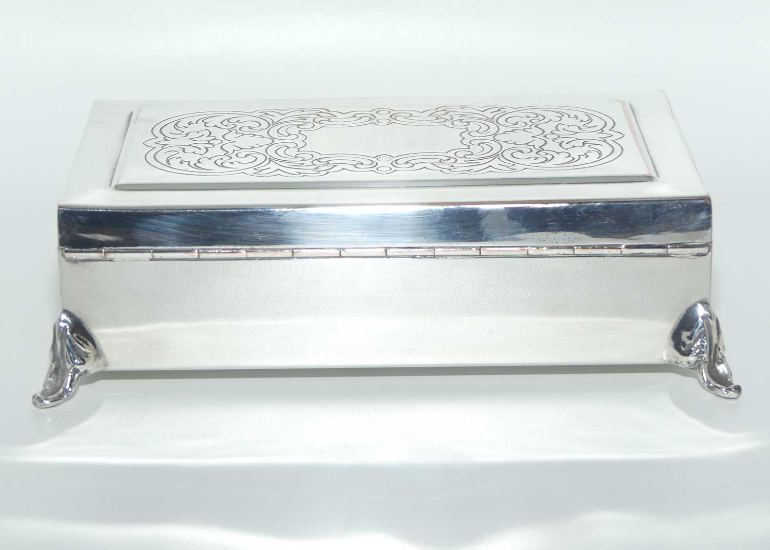 Finely decorated Silver Plated on Copper cedar lined trinket or cigarette box