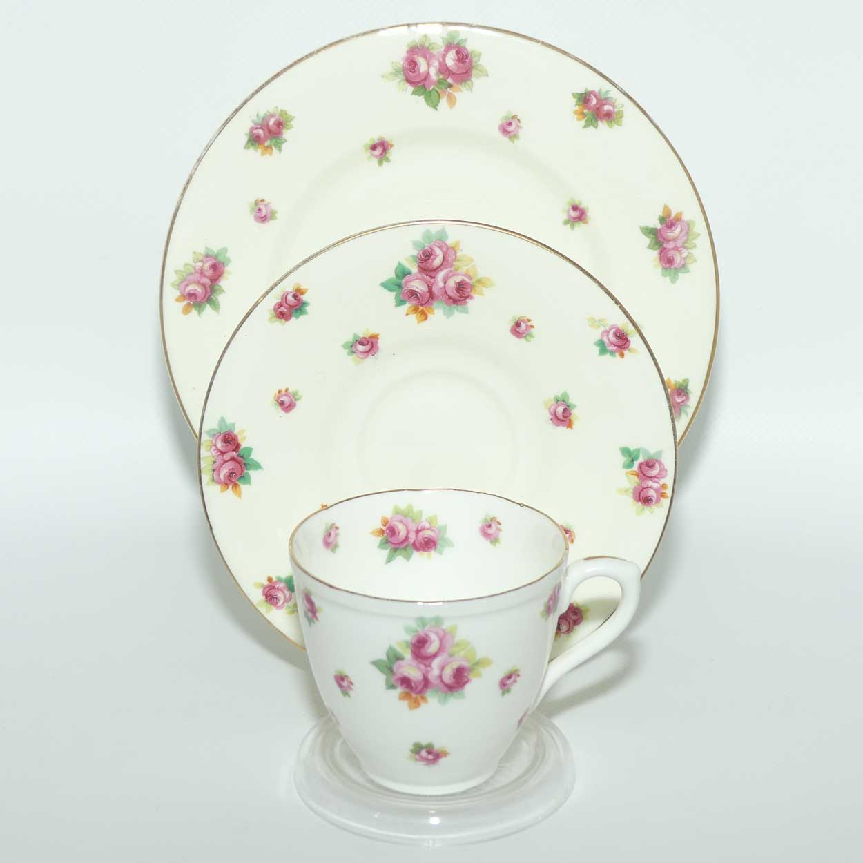 Royal Doulton Rosebuds pattern trio | Bone China body