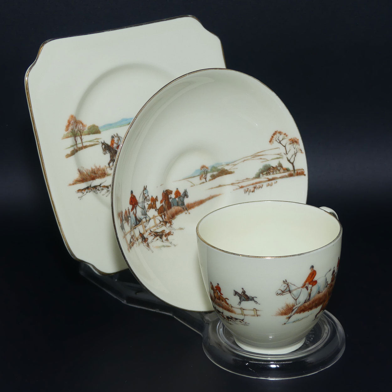 Royal Doulton Fox Hunting V1474 | Trio #1 | rare White Ground