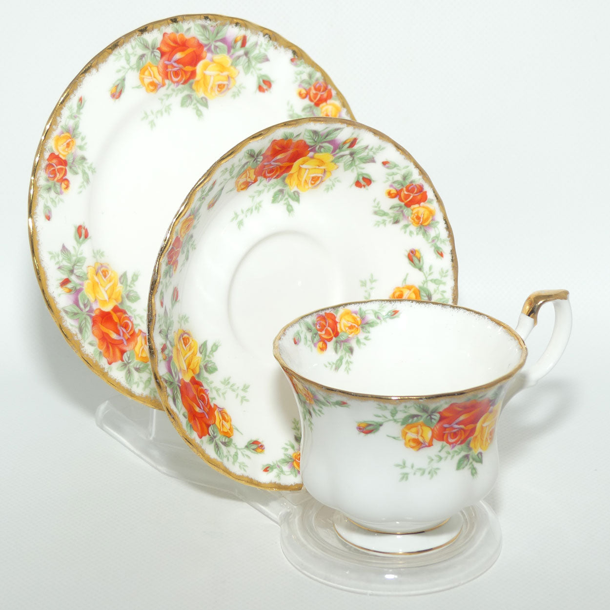 Royal Albert Bone China England Pacific Rose tea trio | UK made