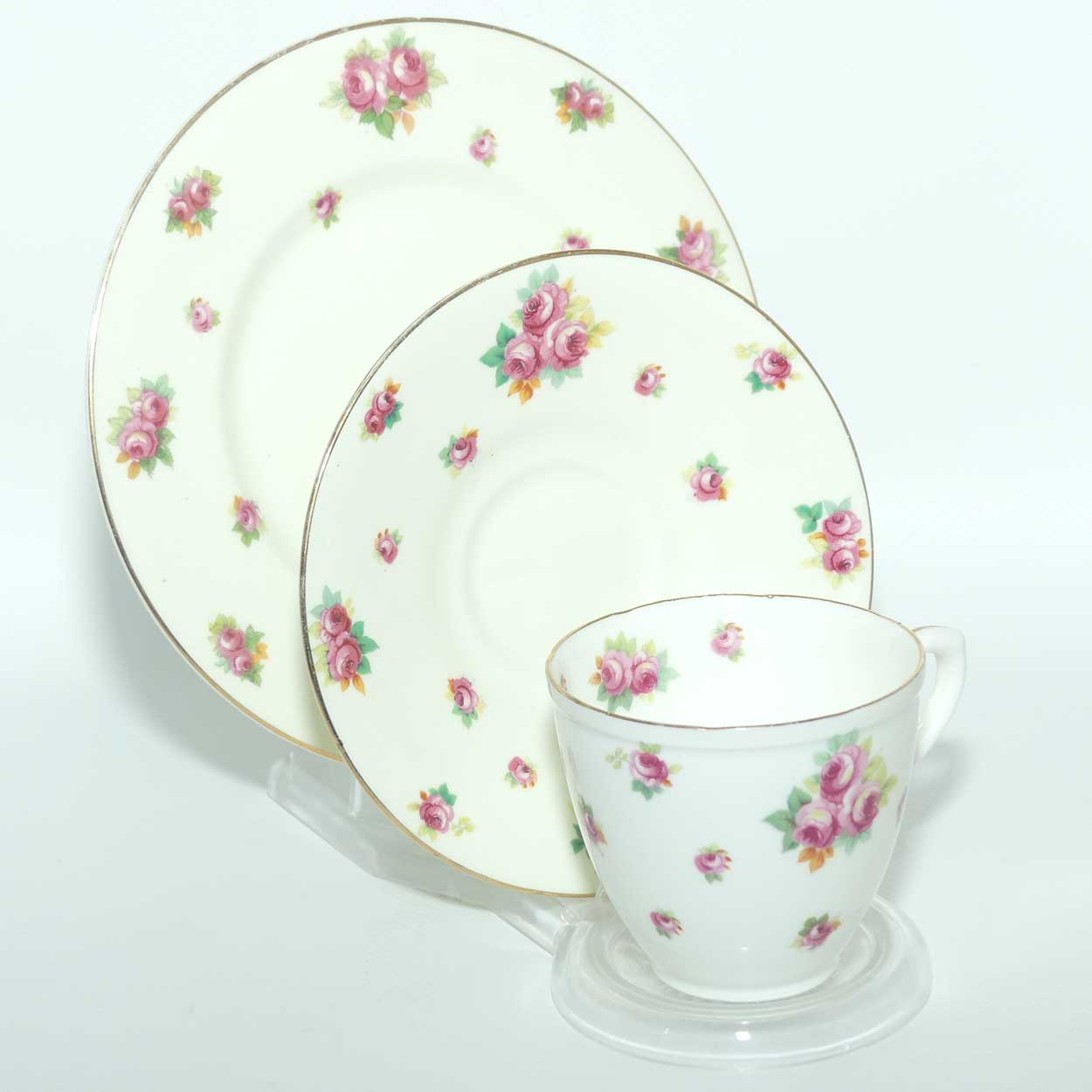 Royal Doulton Rosebuds pattern trio | Bone China body