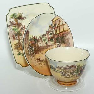 Royal Doulton Old English Coaching Scenes tea trio D6393