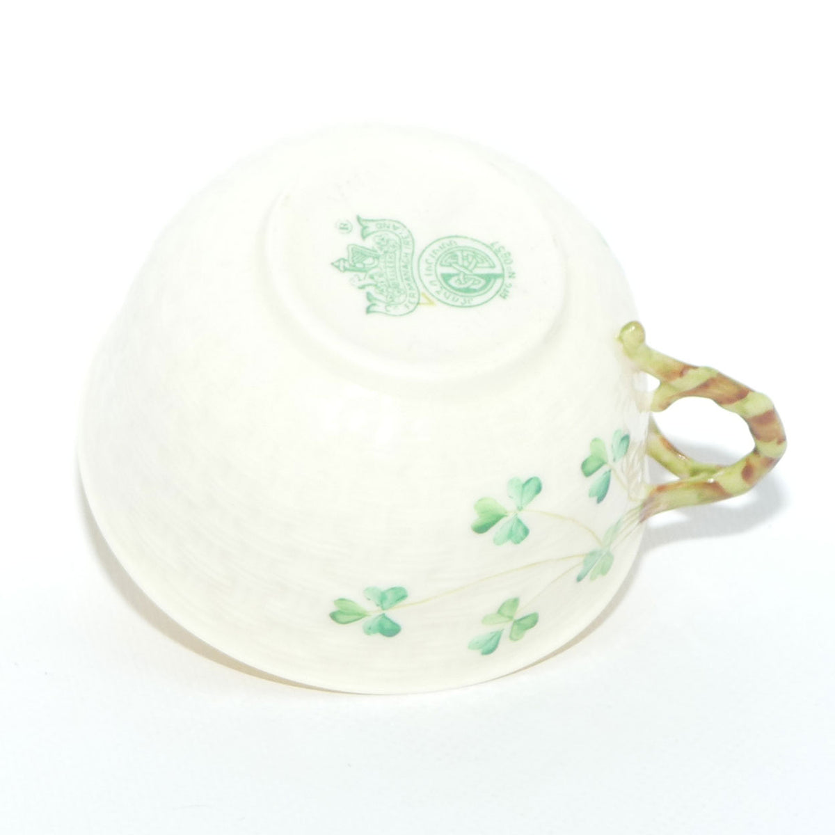 Belleek Shamrock Basket Weave trio | 2nd Green mark