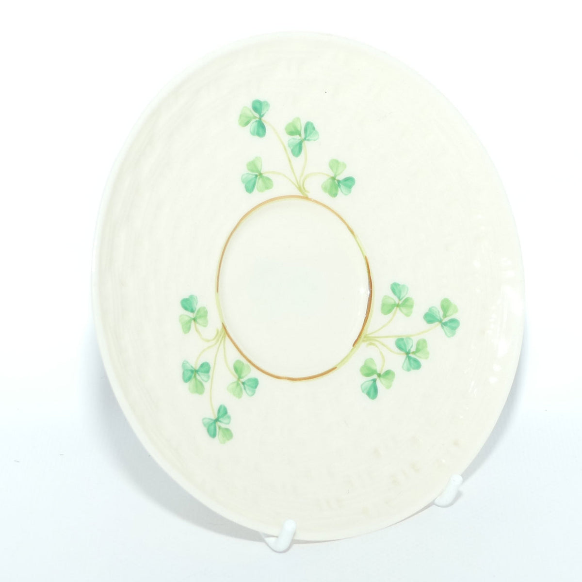 Belleek Shamrock Basket Weave trio | 2nd Green mark