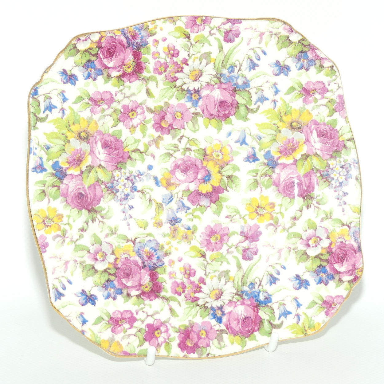 Royal Winton Summertime Chintz tea trio | Square Plate | #1