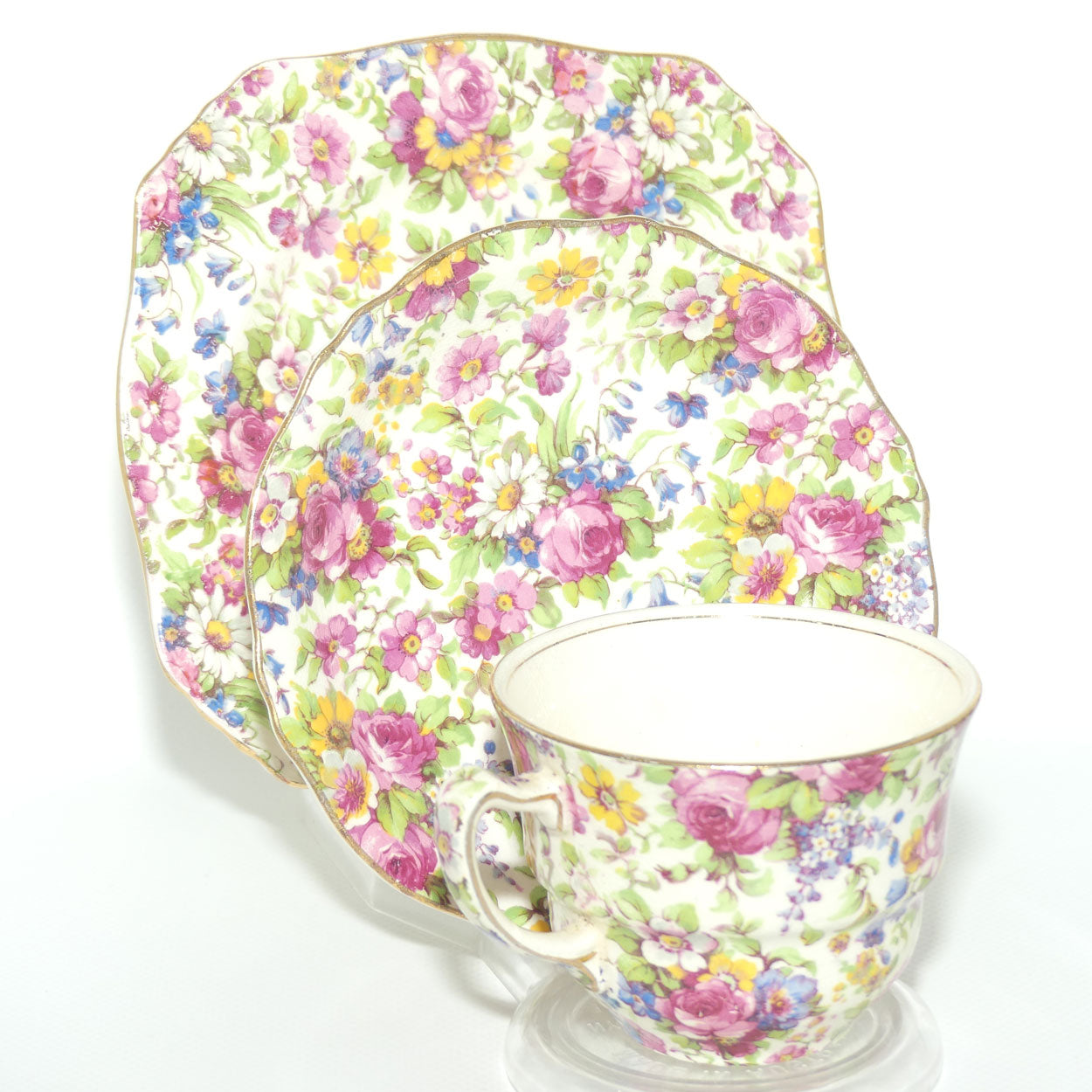 Royal Winton Summertime Chintz tea trio | Square Plate | #2