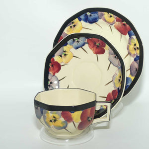 Royal Doulton Pansy with Black Border D4049 | tea trio | #2