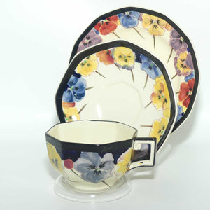 Royal Doulton Pansy with Black Border D4049 | tea trio | #3