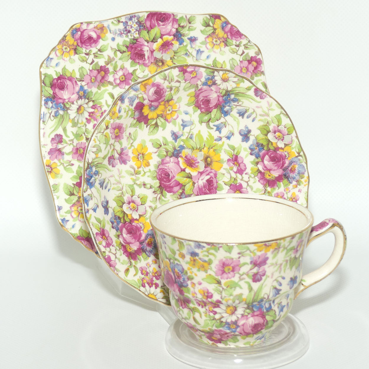 Royal Winton Summertime Chintz tea trio | Square Plate | #3