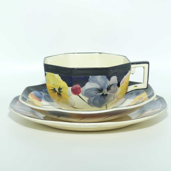 Royal Doulton Pansy with Black Border D4049 | tea trio | #3