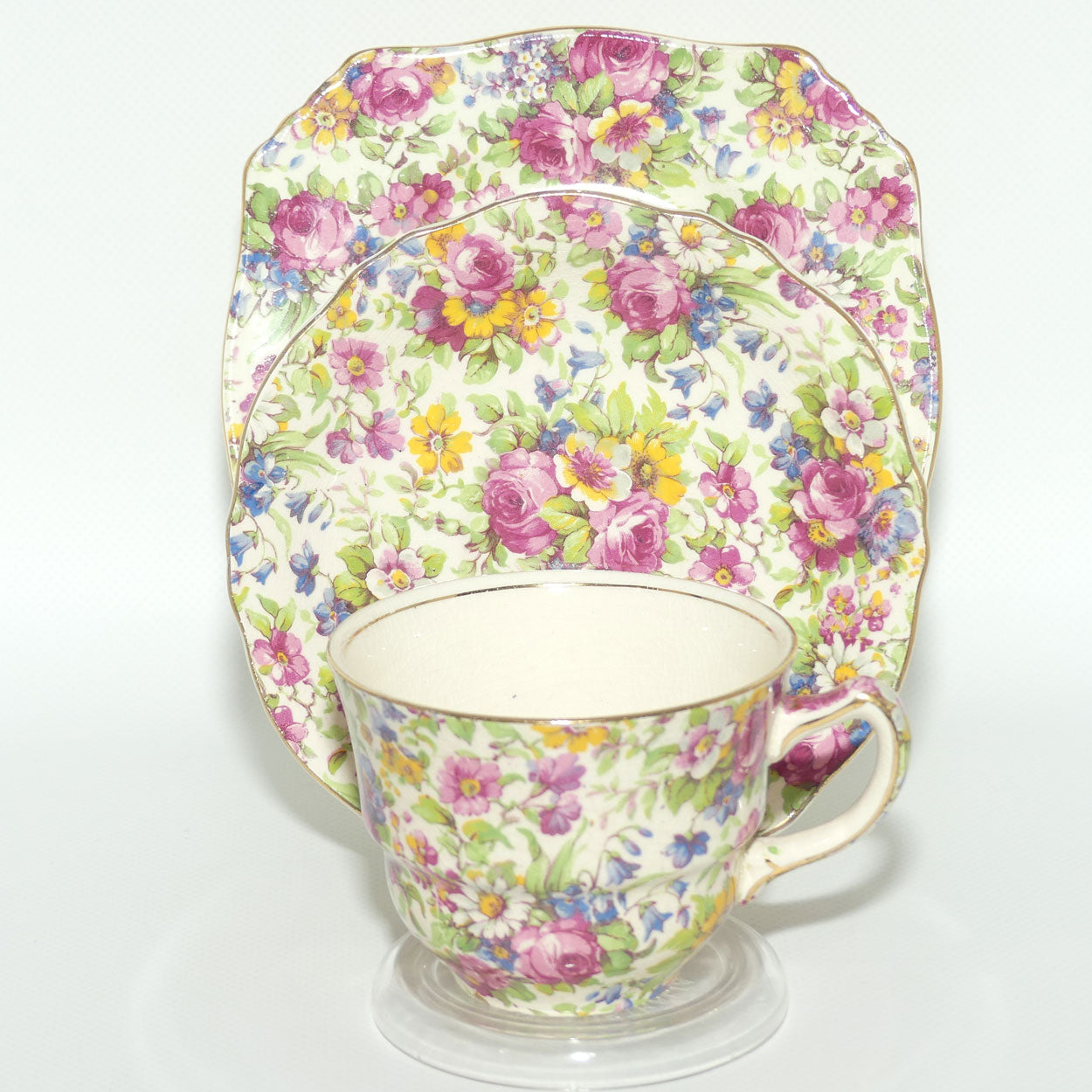 Royal Winton Summertime Chintz tea trio | Square Plate | #3
