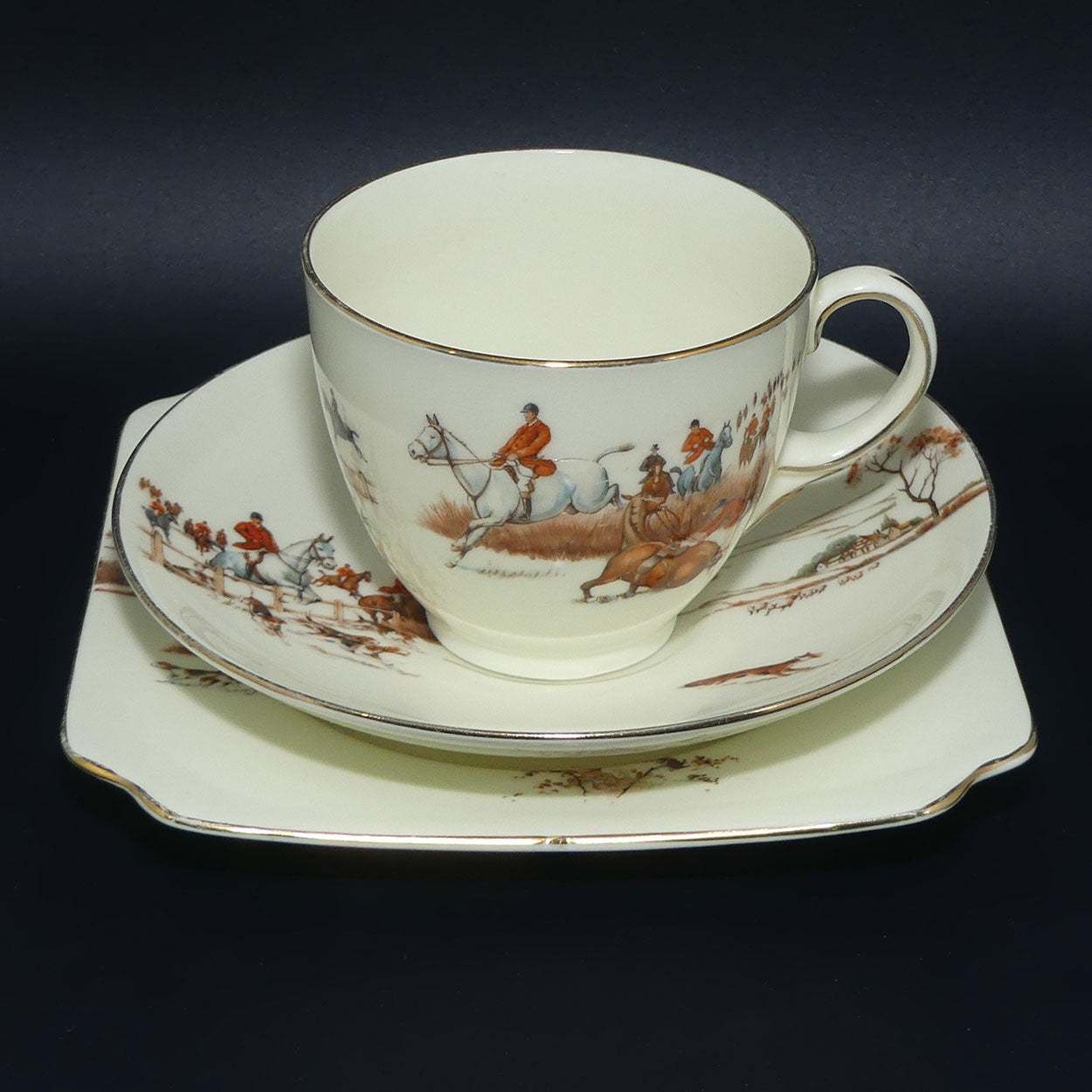 Royal Doulton Fox Hunting V1474 | Trio #3 | rare White Ground