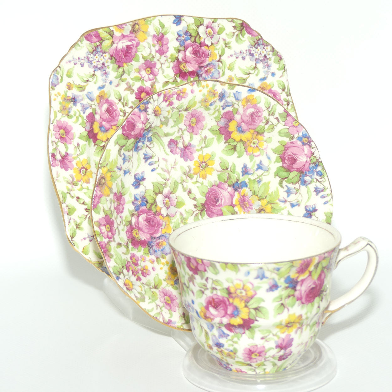 Royal Winton Summertime Chintz tea trio | Square Plate | #4