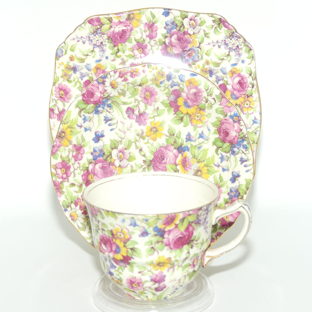 Royal Winton Summertime Chintz tea trio | Square Plate | #4