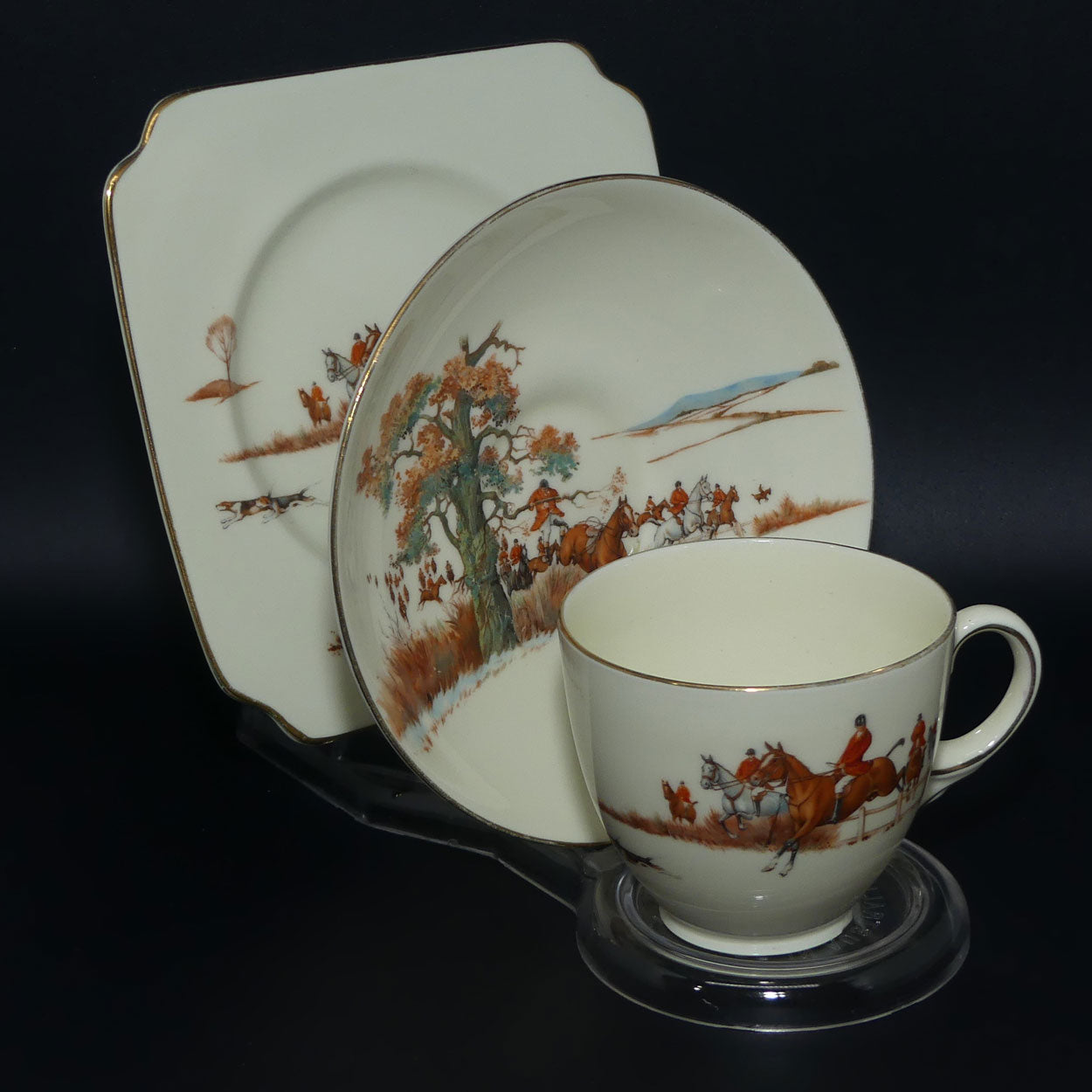 Royal Doulton Fox Hunting V1474 | Trio #5 | rare White Ground