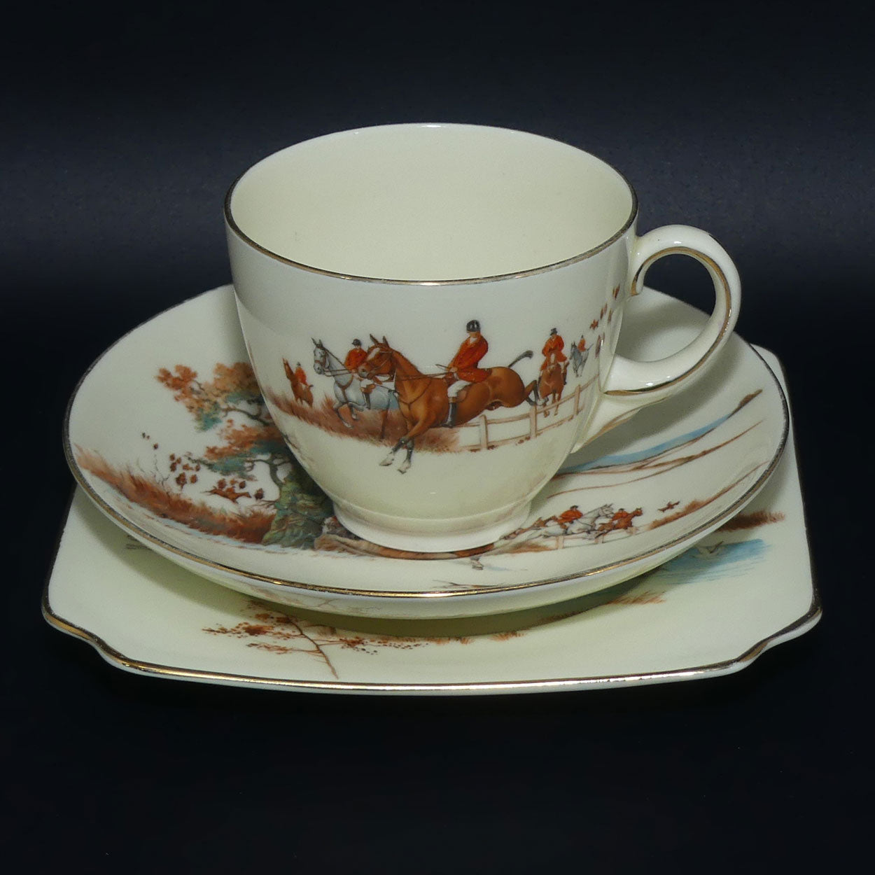 Royal Doulton Fox Hunting V1474 | Trio #5 | rare White Ground