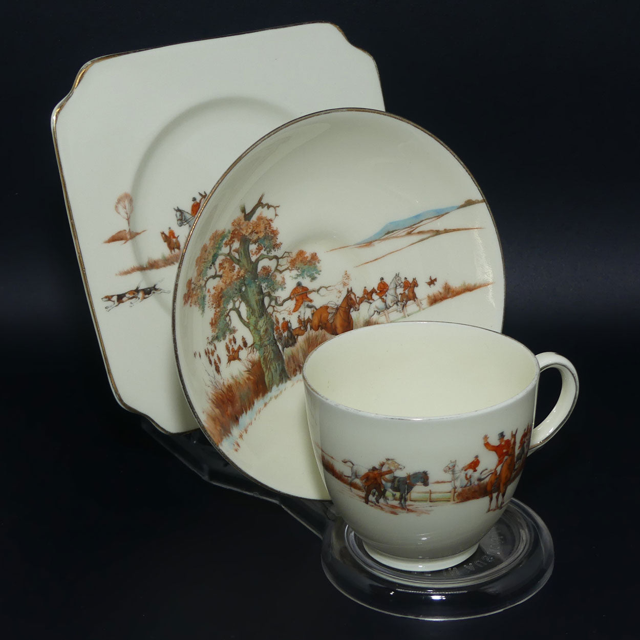 Royal Doulton Fox Hunting V1474 | Trio #6 | rare White Ground