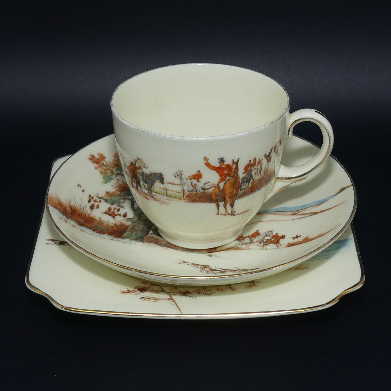 Royal Doulton Fox Hunting V1474 | Trio #6 | rare White Ground