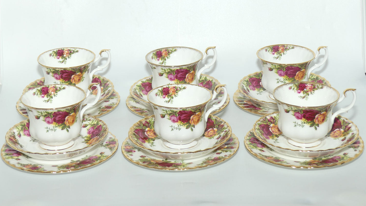 Royal Albert Bone China England Old Country Roses trio set of 6 | Early backstamp