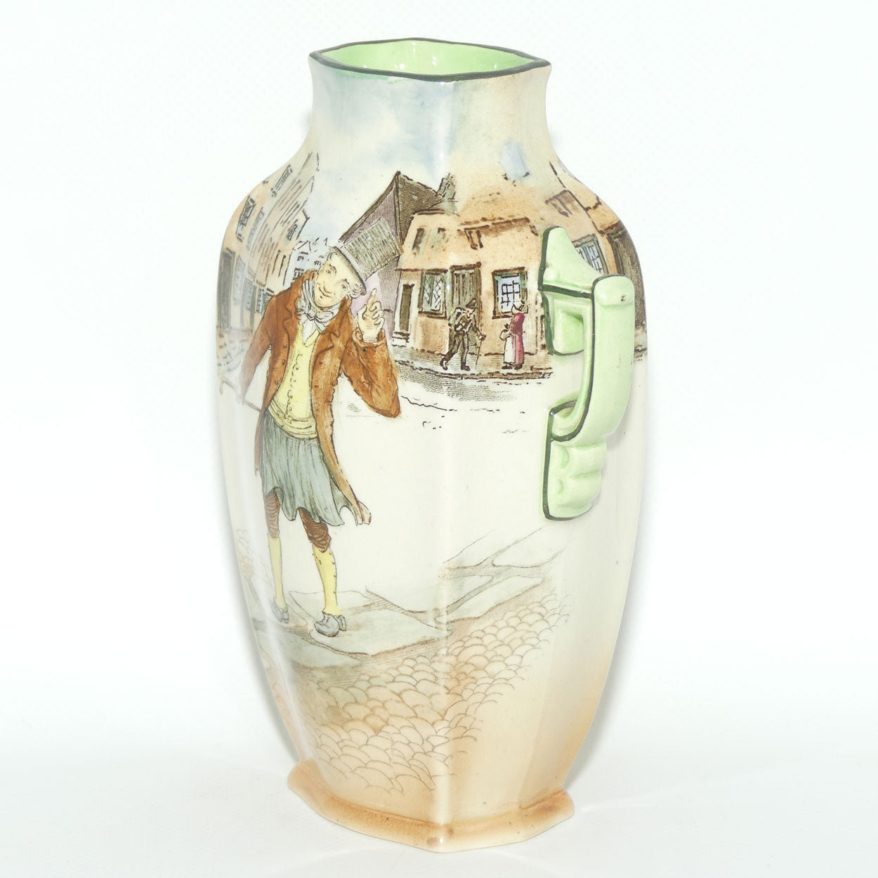 Royal Doulton Dickens Trotty Veck double handled unusual shape vase