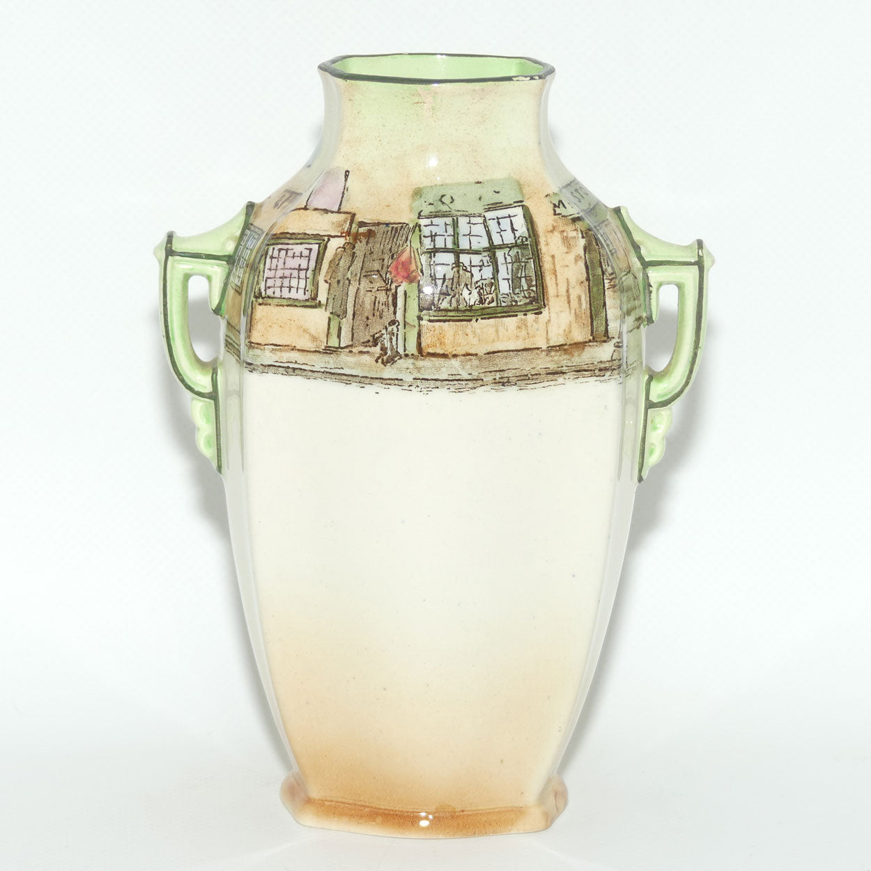 Royal Doulton Dickens Trotty Veck double handled unusual shape vase