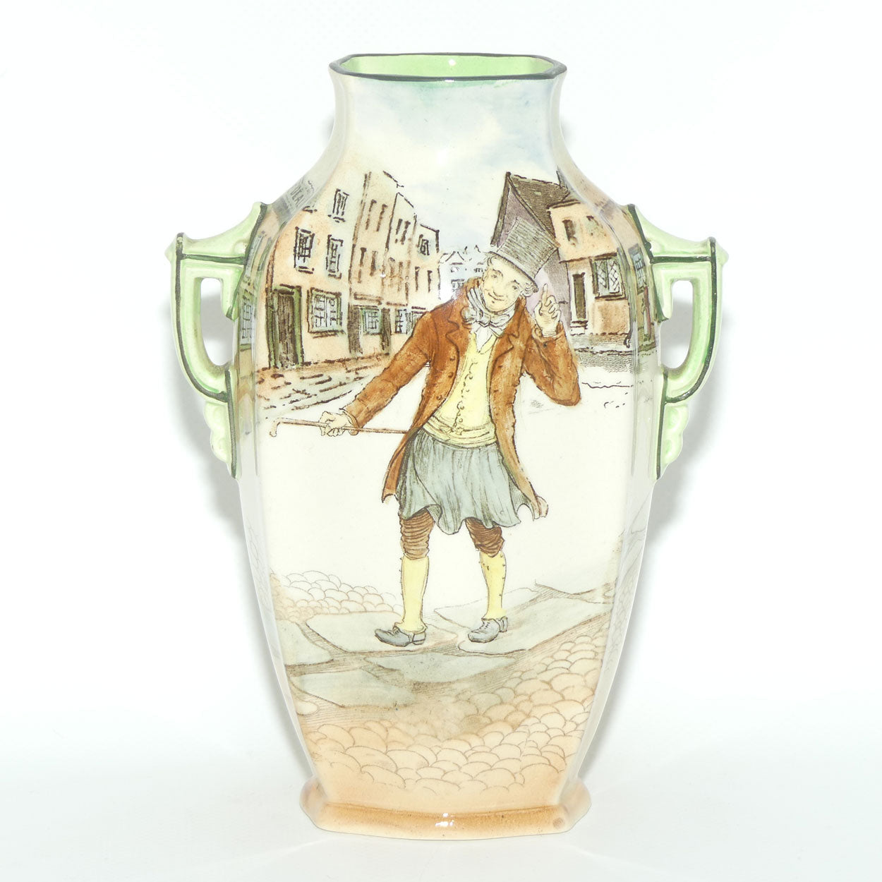 Royal Doulton Dickens Trotty Veck double handled unusual shape vase
