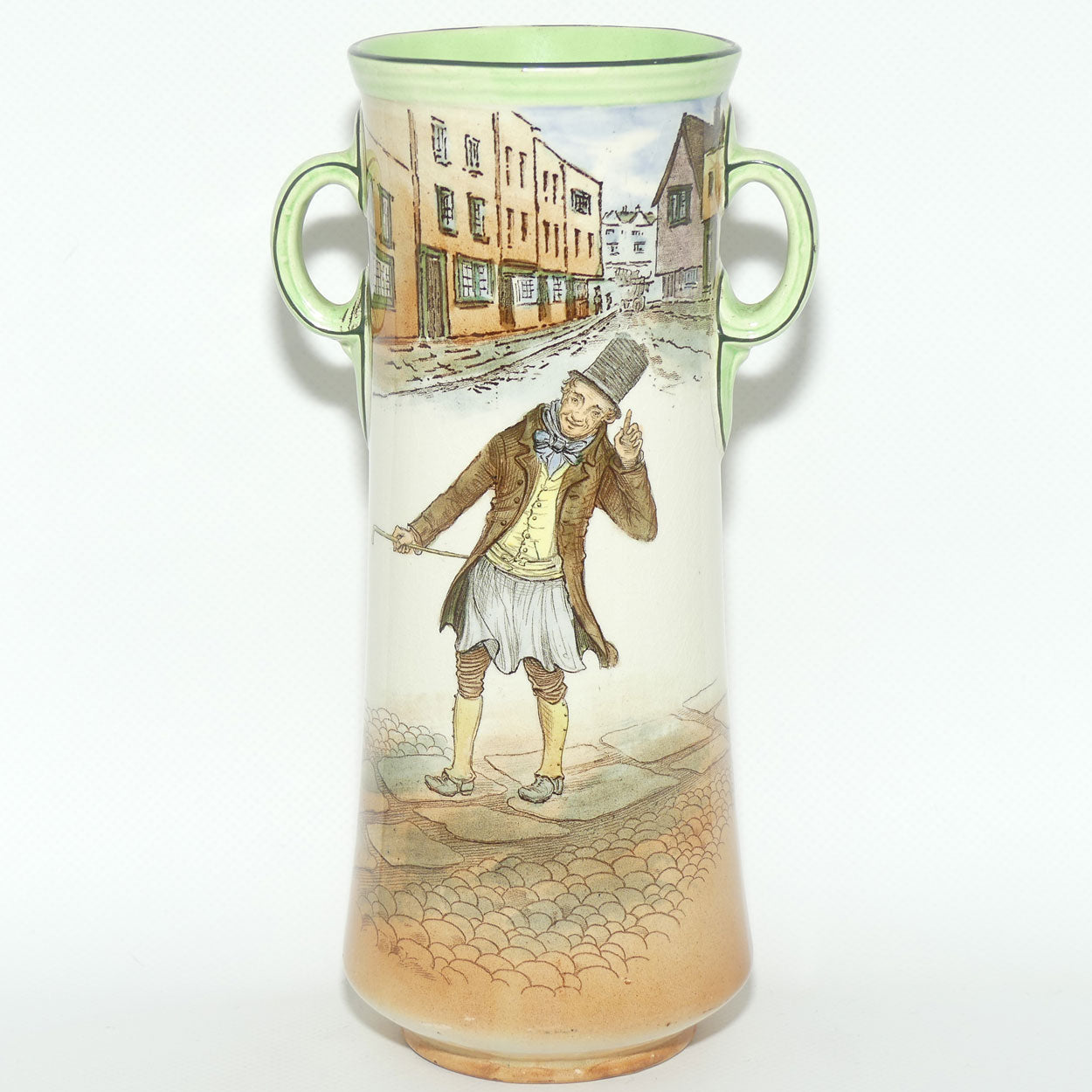 Royal Doulton Dickens Trotty Veck double handled cylinder vase D2973