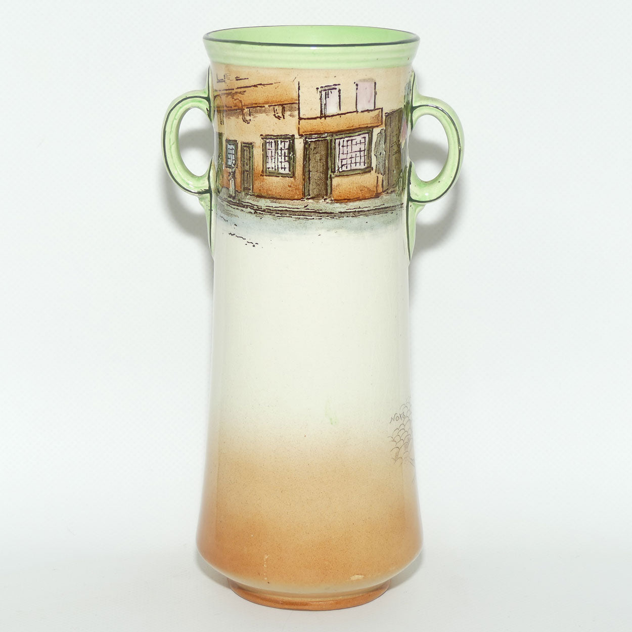 Royal Doulton Dickens Trotty Veck double handled cylinder vase D2973
