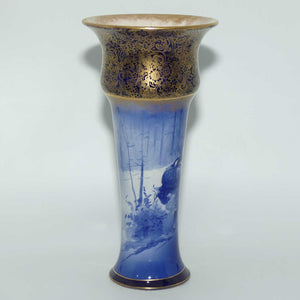 Royal Doulton Blue Children Gilt Band Trumpet vase