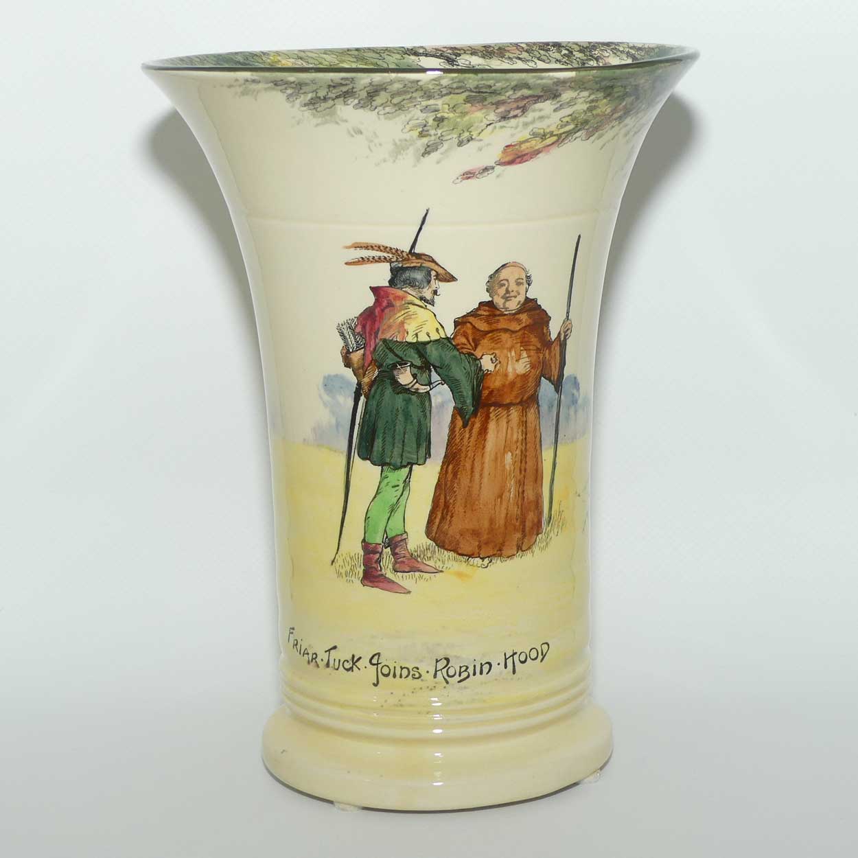 Royal Doulton Under the Greenwood Tree | Robin Hood tall trumpet shape vase