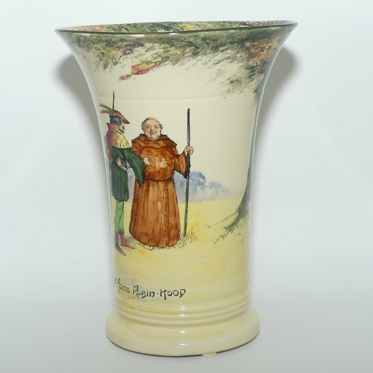 Royal Doulton Under the Greenwood Tree | Robin Hood tall trumpet shape vase