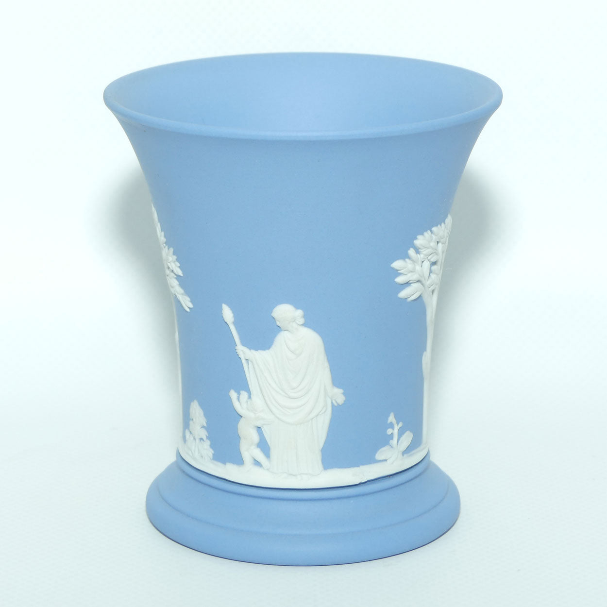 Wedgwood Jasper | White on Pale Blue | Maidens design trumpet vase