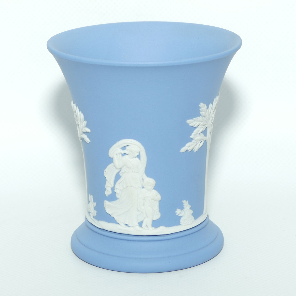Wedgwood Jasper | White on Pale Blue | Maidens design trumpet vase