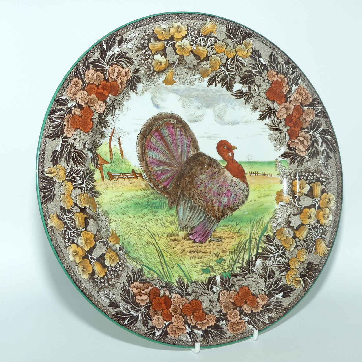Wedgwood Etruria plate | Turkey with Floral Border A4379 | Thanksgiving