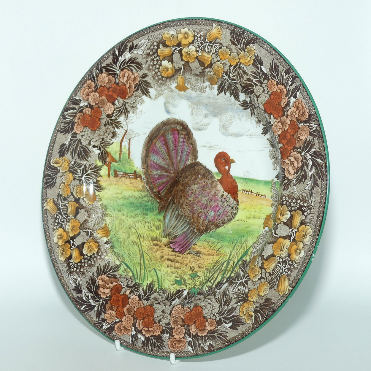 Wedgwood Etruria plate | Turkey with Floral Border A4379 | Thanksgiving