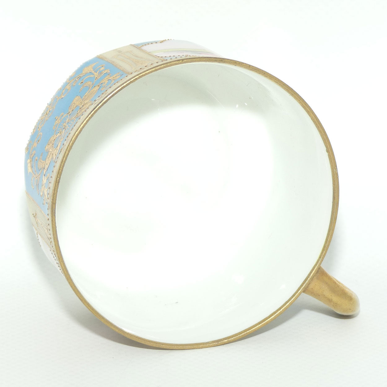 Early Noritake Hand Painted and Gilt decorated Blue ground tea trio | #4 | Lake Scene