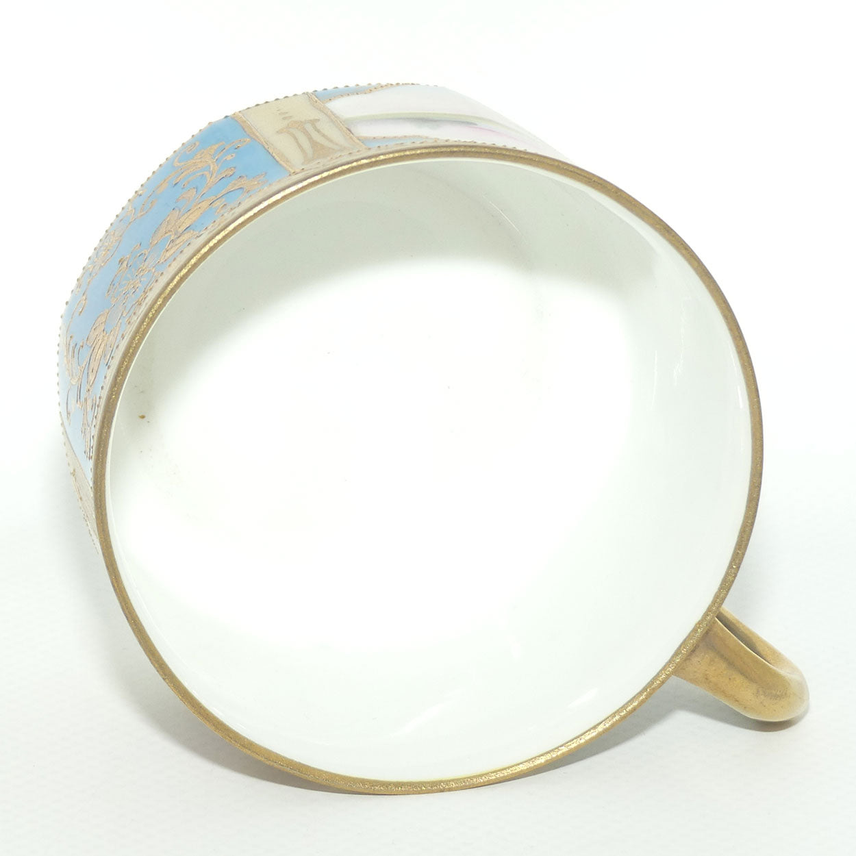 Early Noritake Hand Painted and Gilt decorated Blue ground tea trio | #5 | Lake Scene